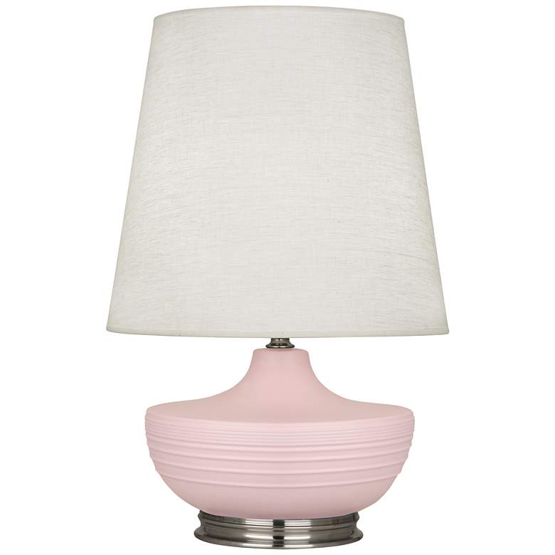 Image 1 Michael Berman Nolan 27 1/2 inch Nickel and Woodrose Pink Ceramic Lamp