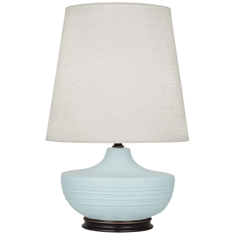 Image 1 Michael Berman Nolan Bronze and Sky Blue Ceramic Table Lamp