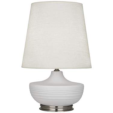 Michael Berman Nolan Nickel and Dove Gray Ceramic Table Lamp