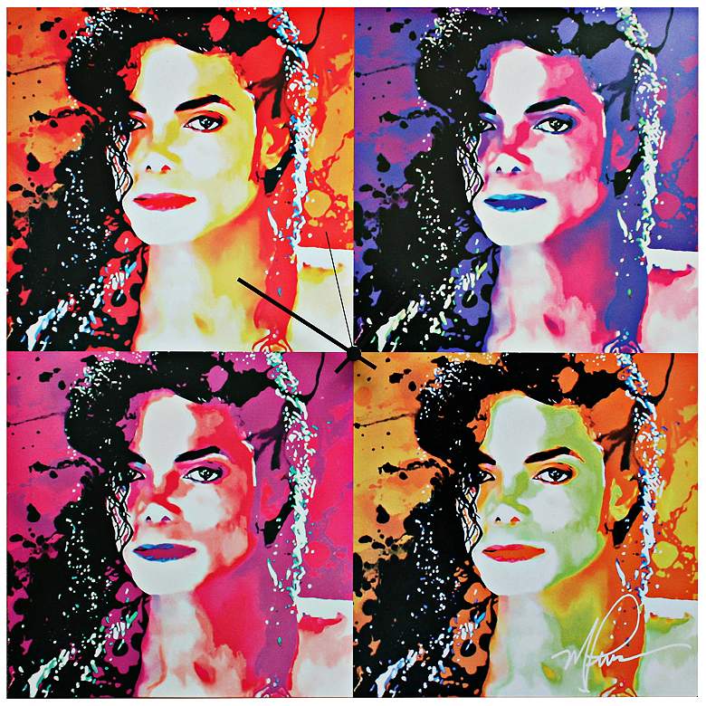 Image 1 Michael Jackson Pop 22 inch Square Metal Wall Art Clock