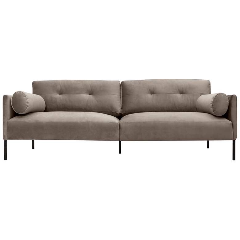 Image 1 Michalina 84 in. Modern Sofa in Fossil Gray Velvet, and Black Metal Legs