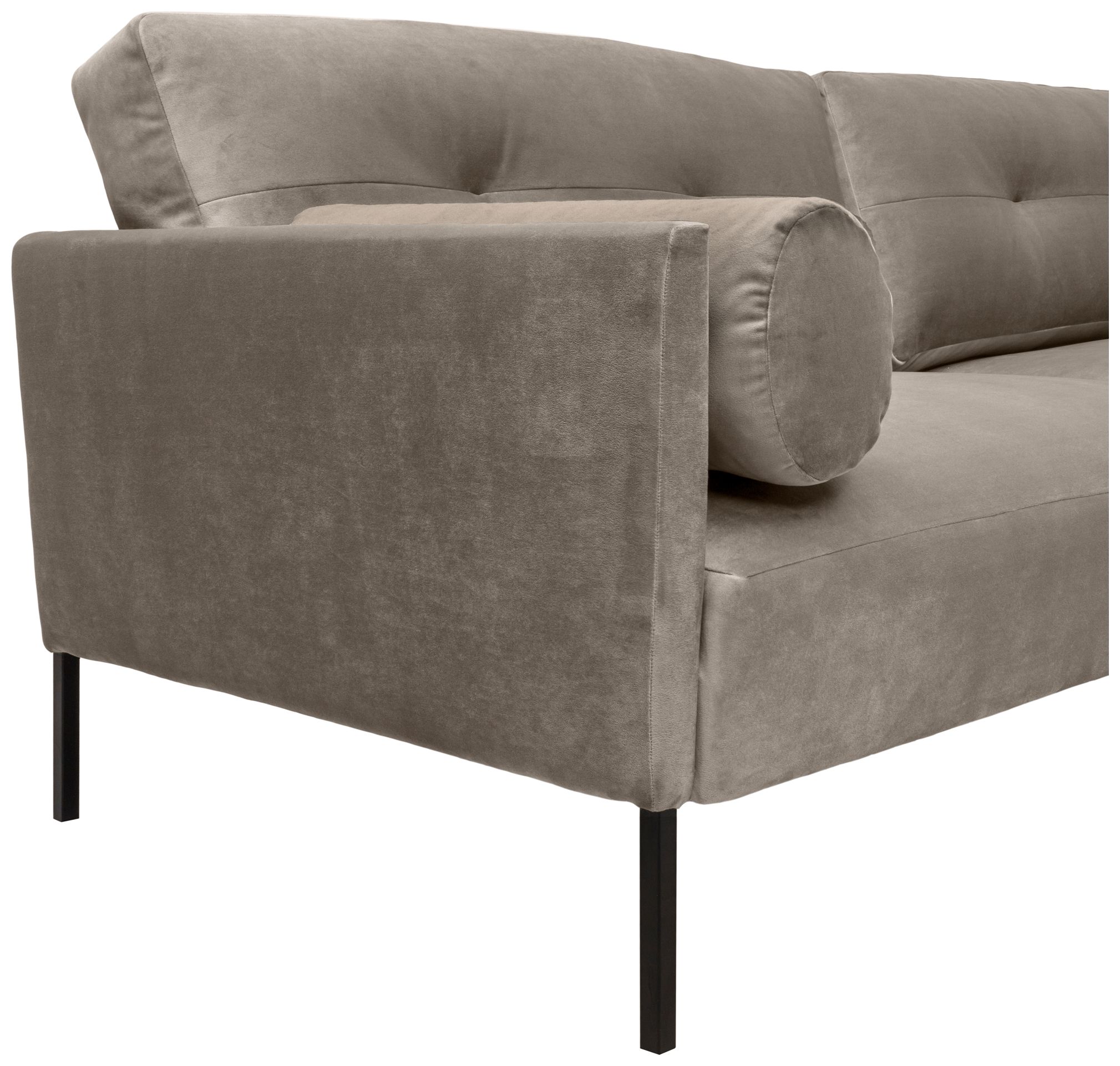 Image 7 Michalina 84 in. Modern Sofa in Fossil Gray Velvet, and Black Metal Legs more views
