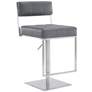 Michele Adjustable Swivel Barstool in Brushed Stainless Steel Finish, Gray
