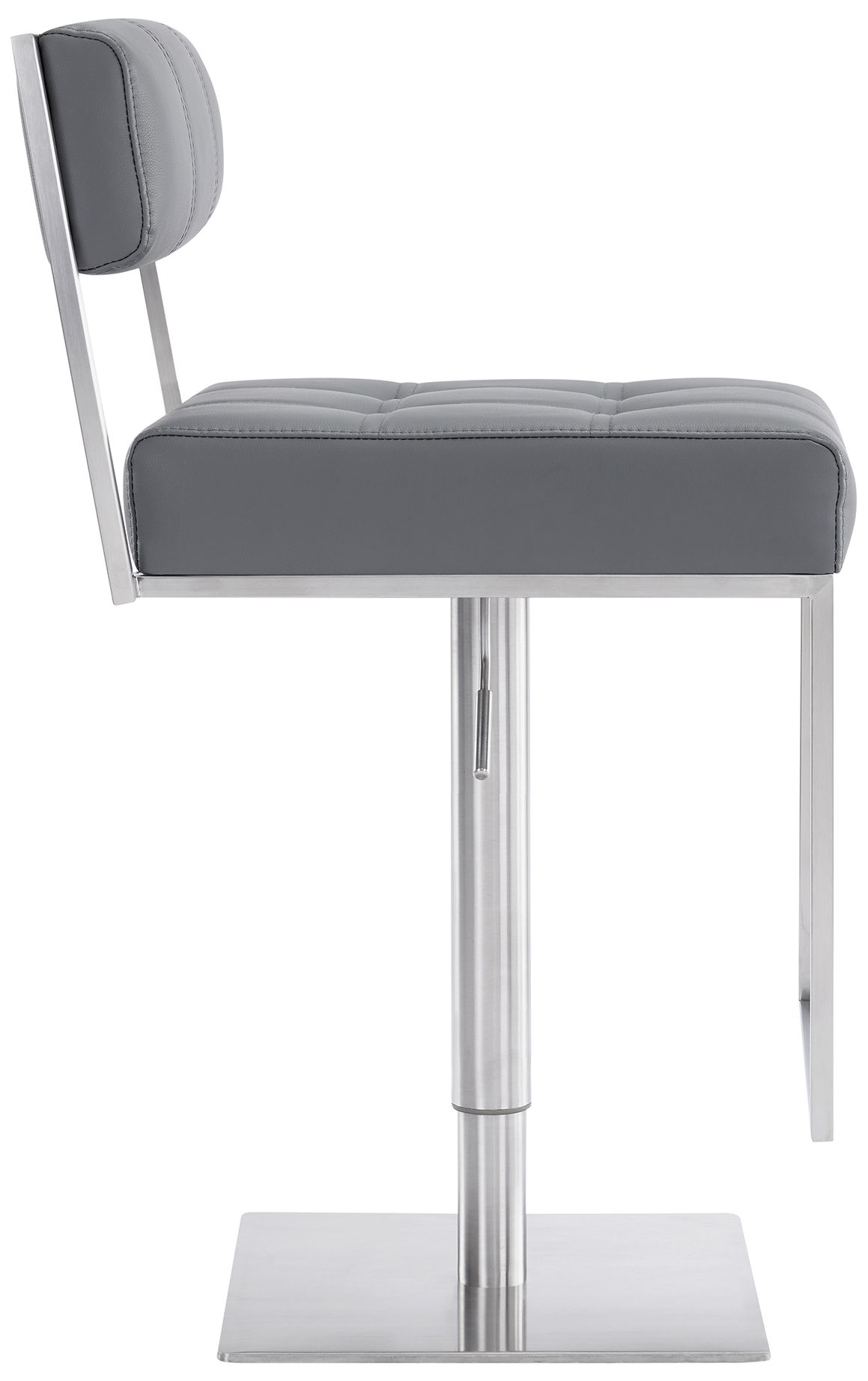 Image 3 Michele Adjustable Swivel Barstool in Brushed Stainless Steel Finish, Gray more views