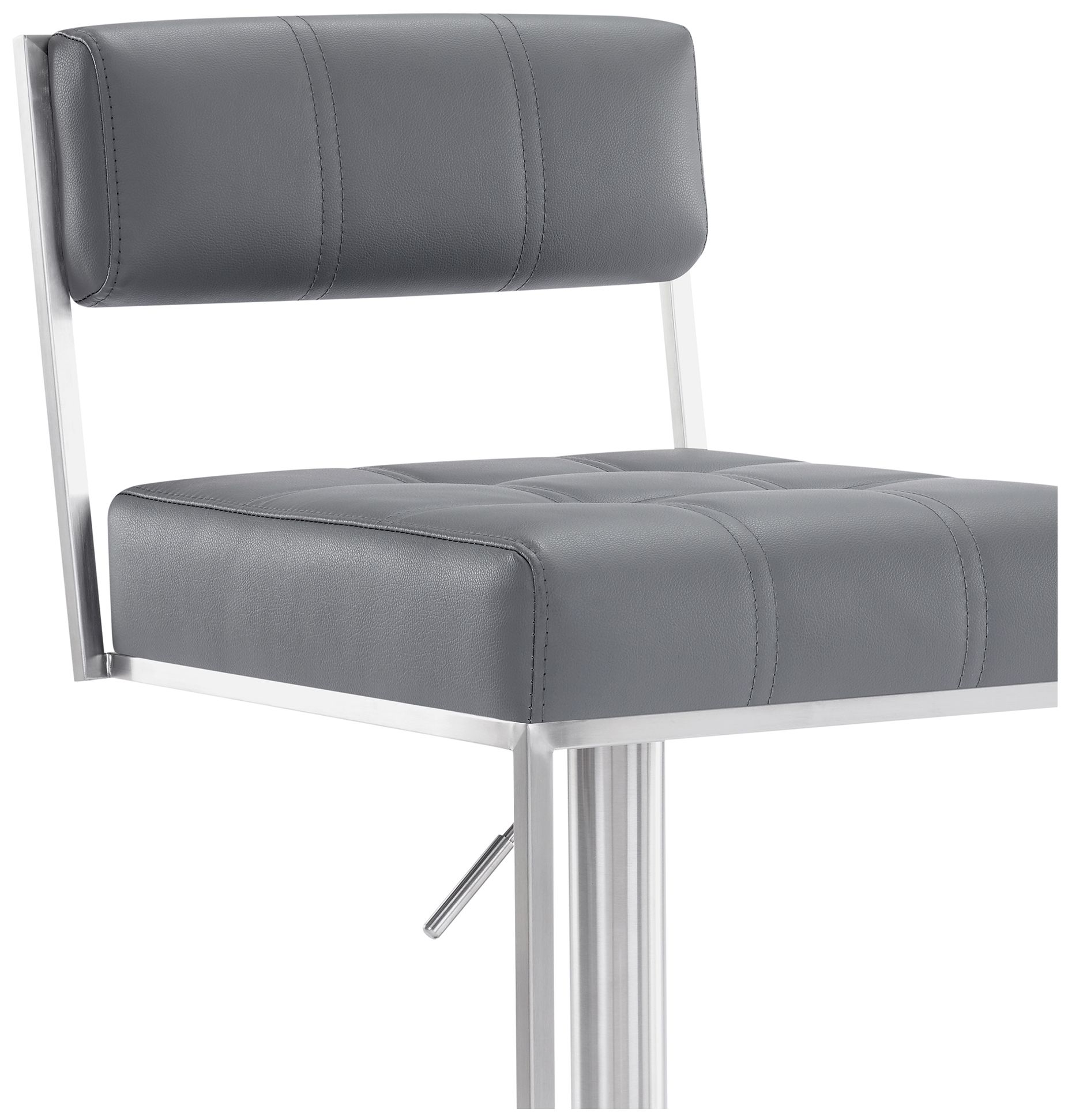 Image 5 Michele Adjustable Swivel Barstool in Brushed Stainless Steel Finish, Gray more views