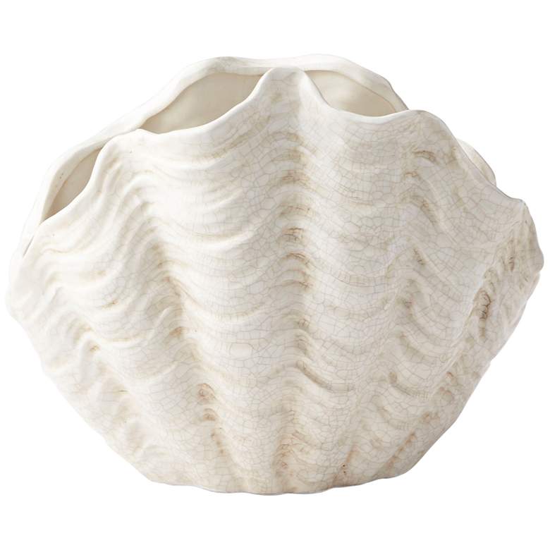 Image 1 Michelle My Shell White Crackle 13 3/4 inch Wide Small Planter