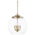 Mid Century 15 1/2" Wide Aged Brass 4-Light Pendant
