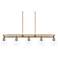 Mid Century 47" Wide Aged Brass 5-Light Linear Chandelier