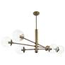2_Mid-Century 48" Wide Antique Brass 6-Light Sputnik Pendant more views