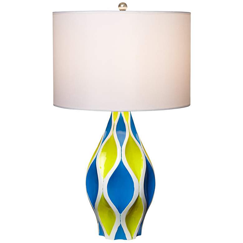 Image 1 Mid-Century Cool Lime Green and Aqua Blue Table Lamp