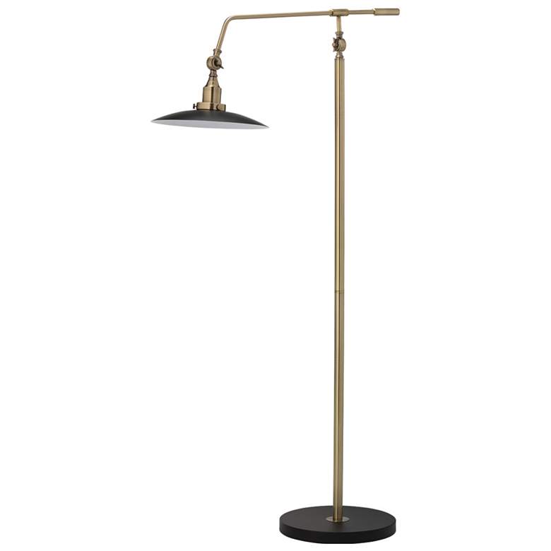 Image 1 Mid-Century Modern 1-Light Floor Lamp in Black and Brass