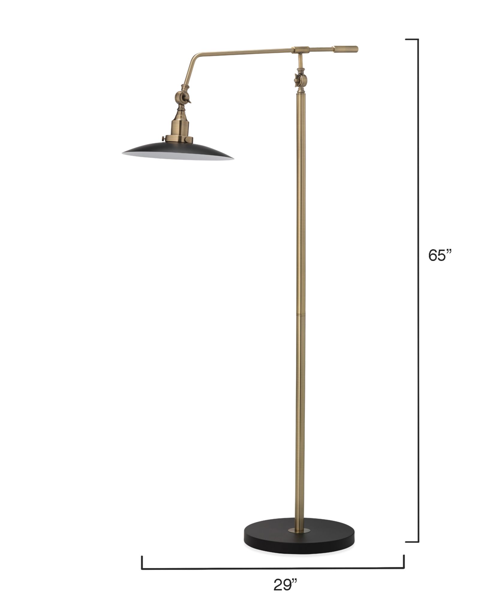 Image 3 Mid-Century Modern 1-Light Floor Lamp in Black and Brass more views