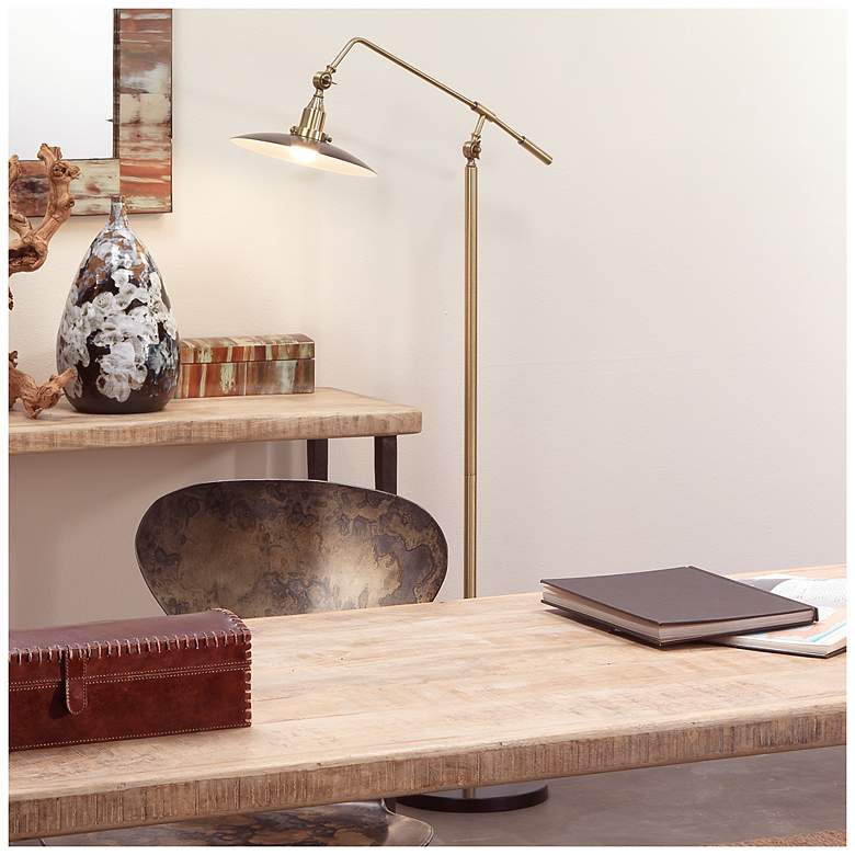 Image 5 Mid-Century Modern 1-Light Floor Lamp in Black and Brass more views