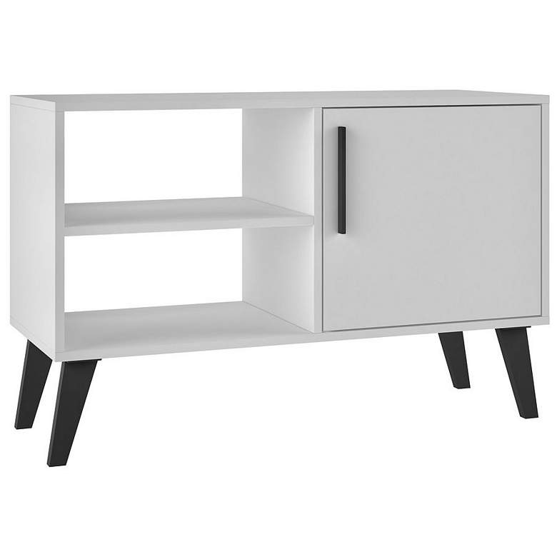 Image 1 Mid-Century- Modern Amsterdam 35.43" TV Stand with 3 Shelves in White