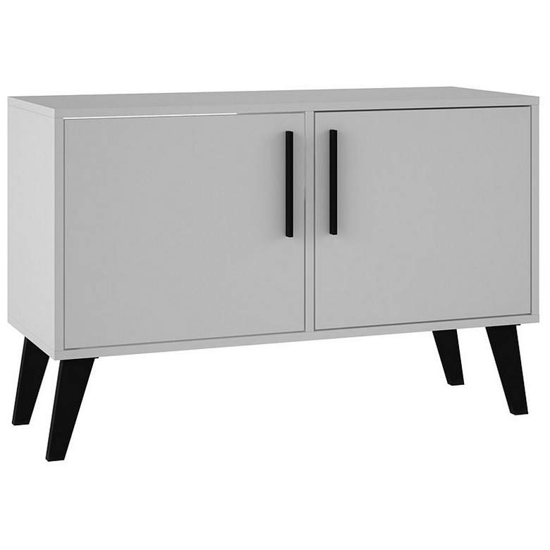 Image 1 Mid-Century- Modern Amsterdam Double Side Table 2.0 with 3 Shelves in White