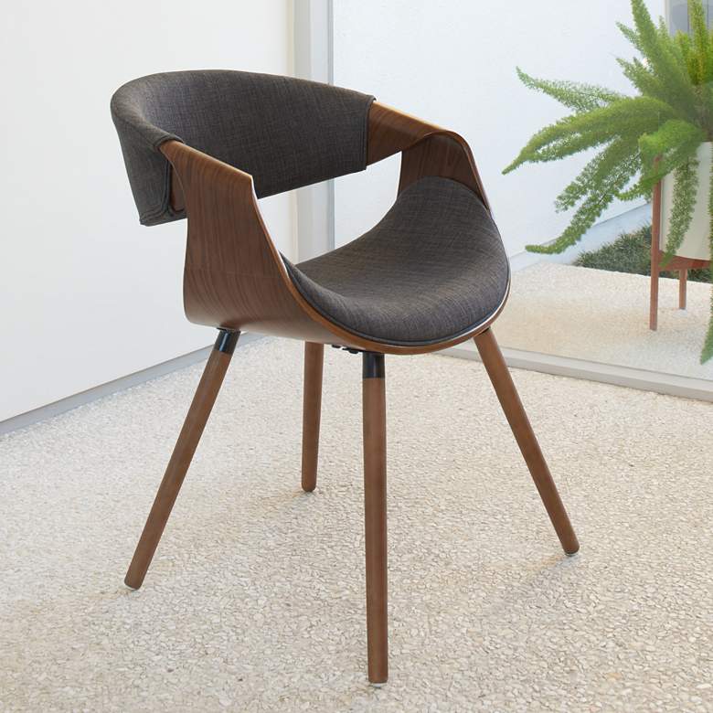 Image 1 Mid Century Modern Charcoal Black Fabric Butterfly Side Chair
