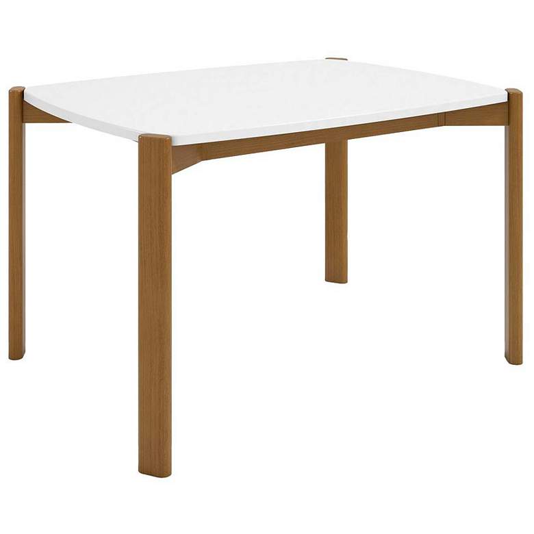 Image 1 Mid Century Modern Gales 47.24 Dining Table Solid Wood Legs in Matte White
