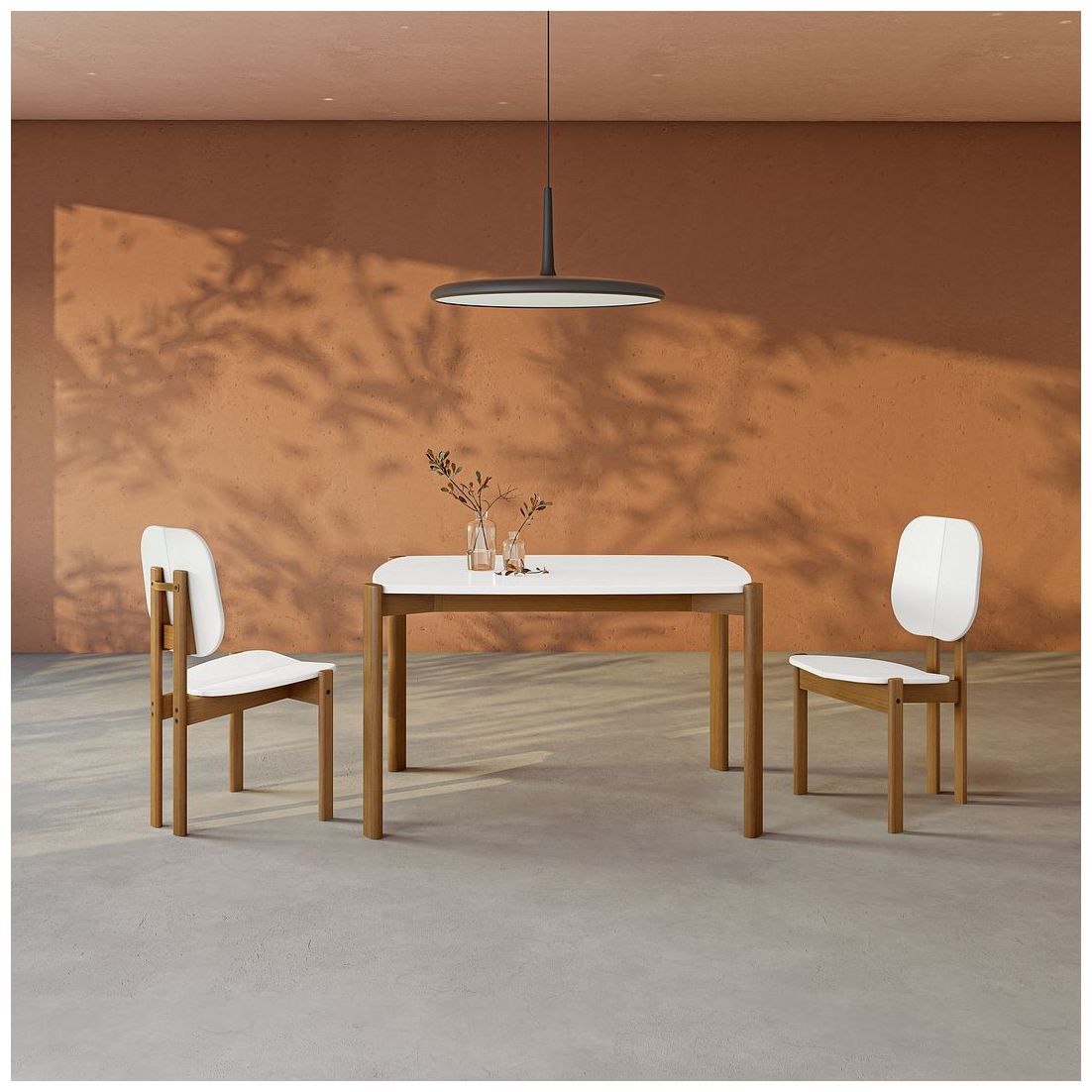 Image 2 Mid Century Modern Gales 47.24 Dining Table Solid Wood Legs in Matte White more views