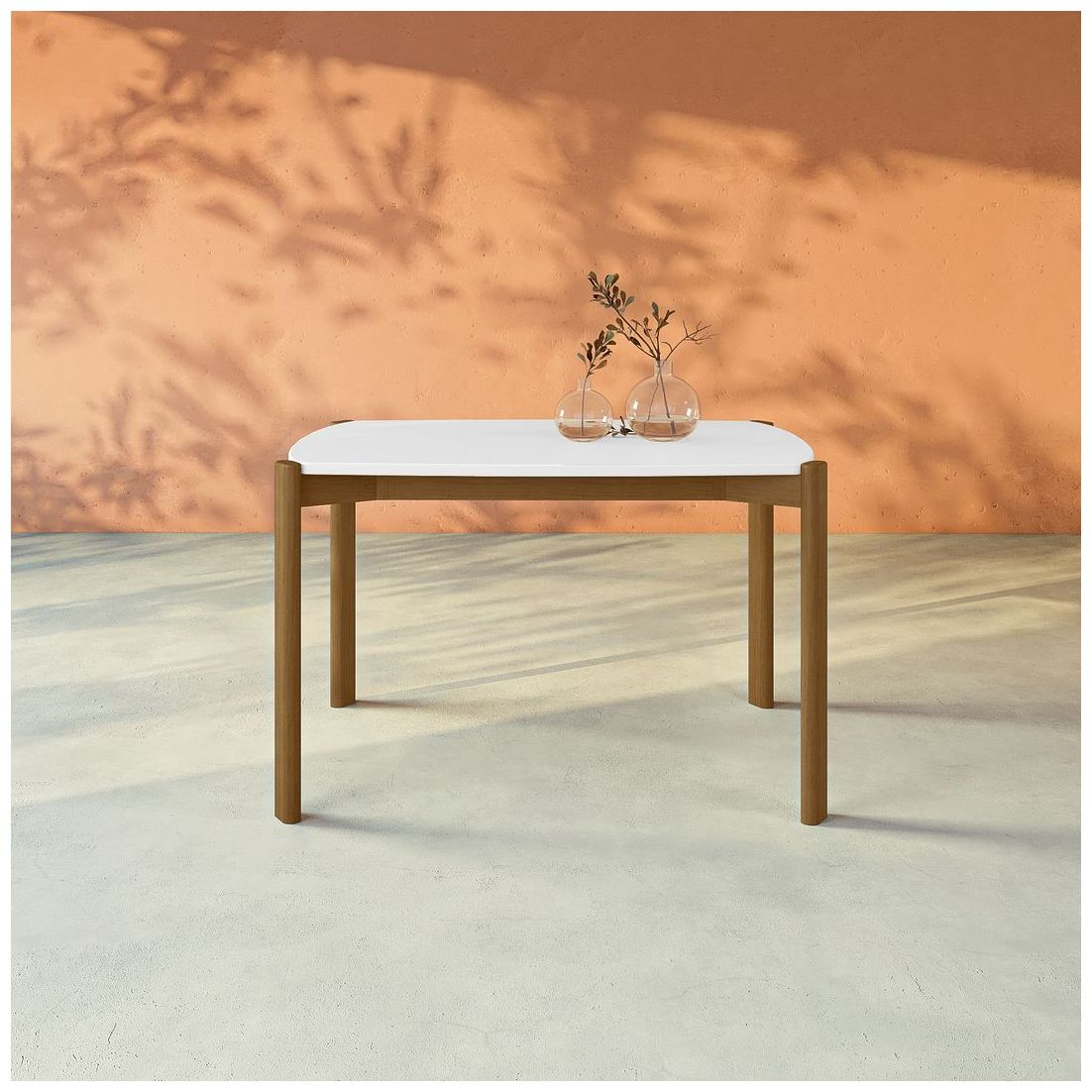 Image 4 Mid Century Modern Gales 47.24 Dining Table Solid Wood Legs in Matte White more views