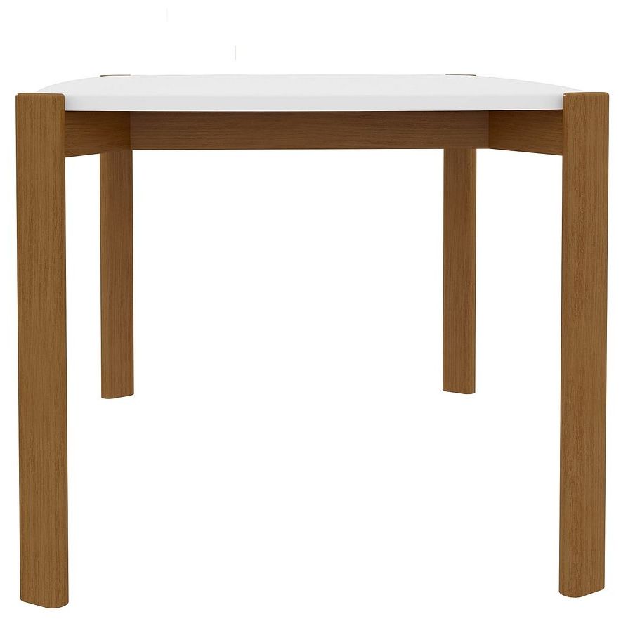 Mid Century Modern Gales 47.24 Dining Table Solid Wood Legs in Matte White