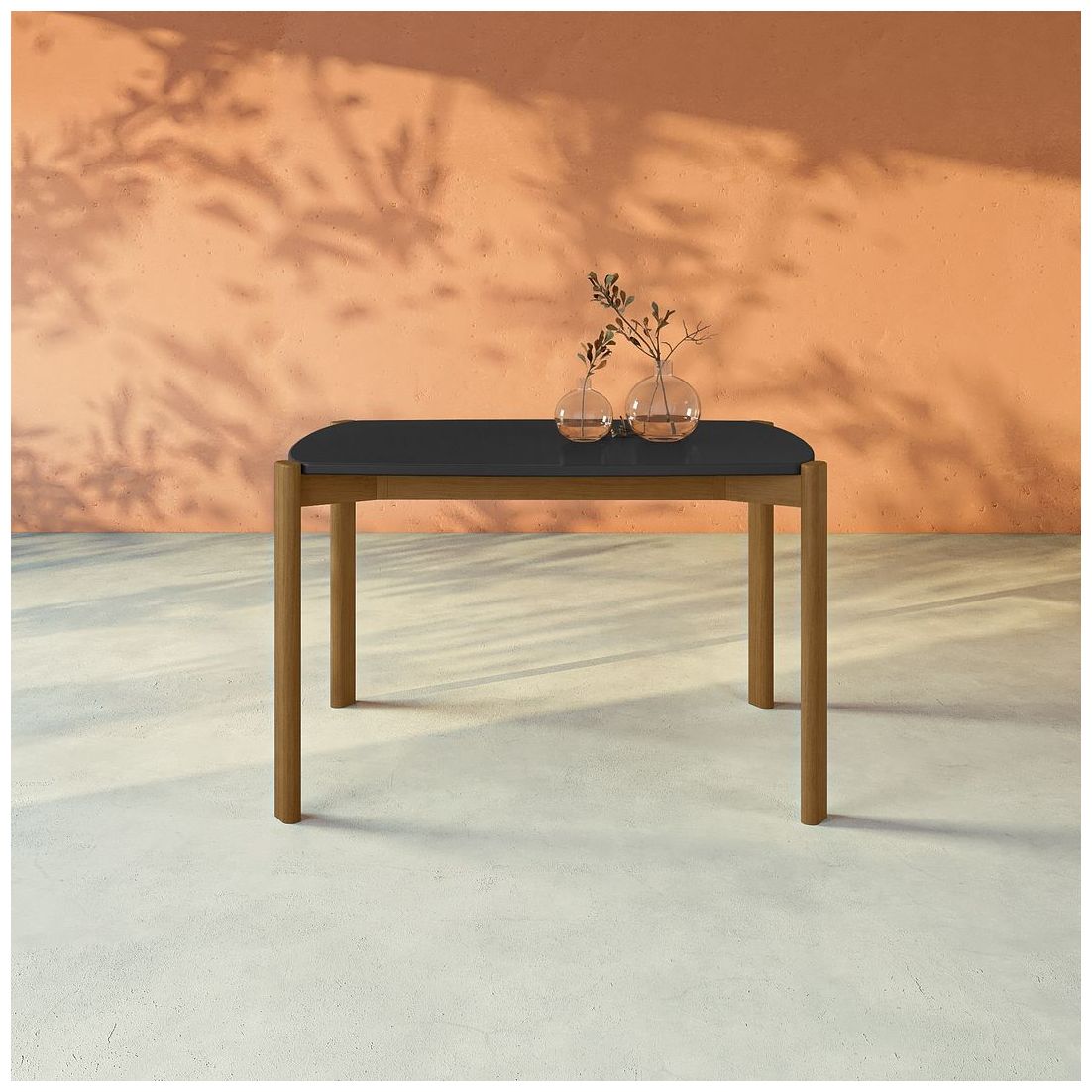 Image 5 Mid Century Modern Gales 47.24 Dining Table Solid Wood Legs Matte Black more views