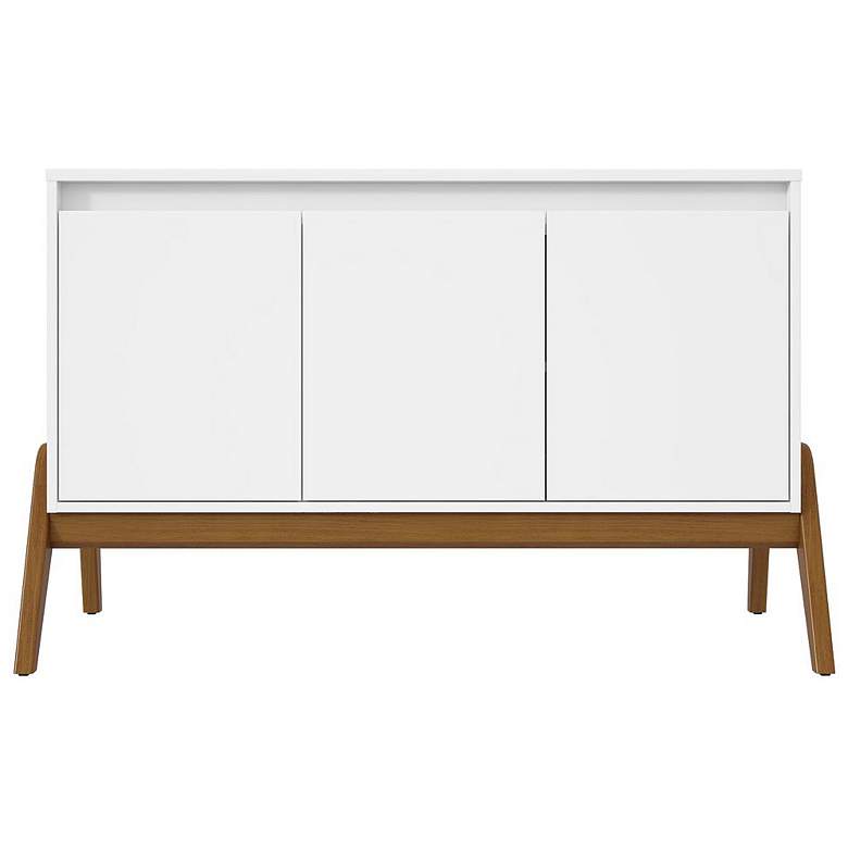 Image 1 Mid-Century Modern Gales 48.50 Sideboard with Solid Wood Legs in White