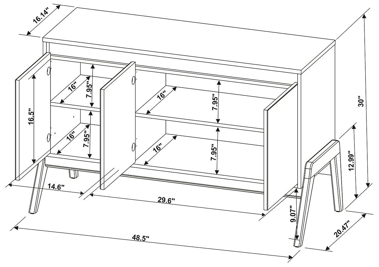 Image 3 Mid-Century Modern Gales 48.50 Sideboard with Solid Wood Legs in White more views