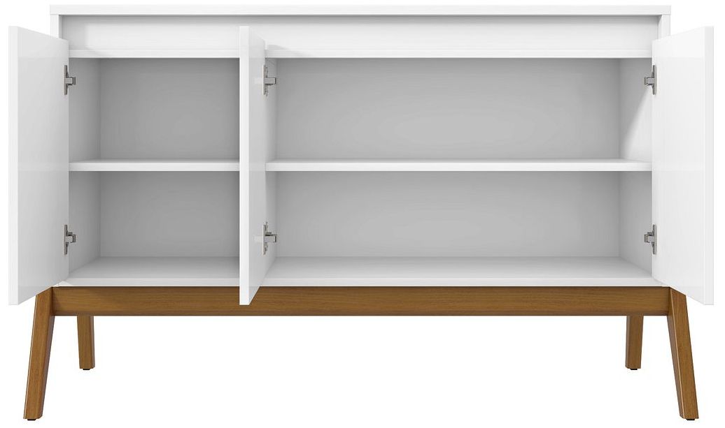 Image 5 Mid-Century Modern Gales 48.50 Sideboard with Solid Wood Legs in White more views