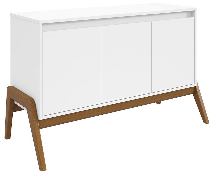 Mid-Century Modern Gales 48.50 Sideboard with Solid Wood Legs in White