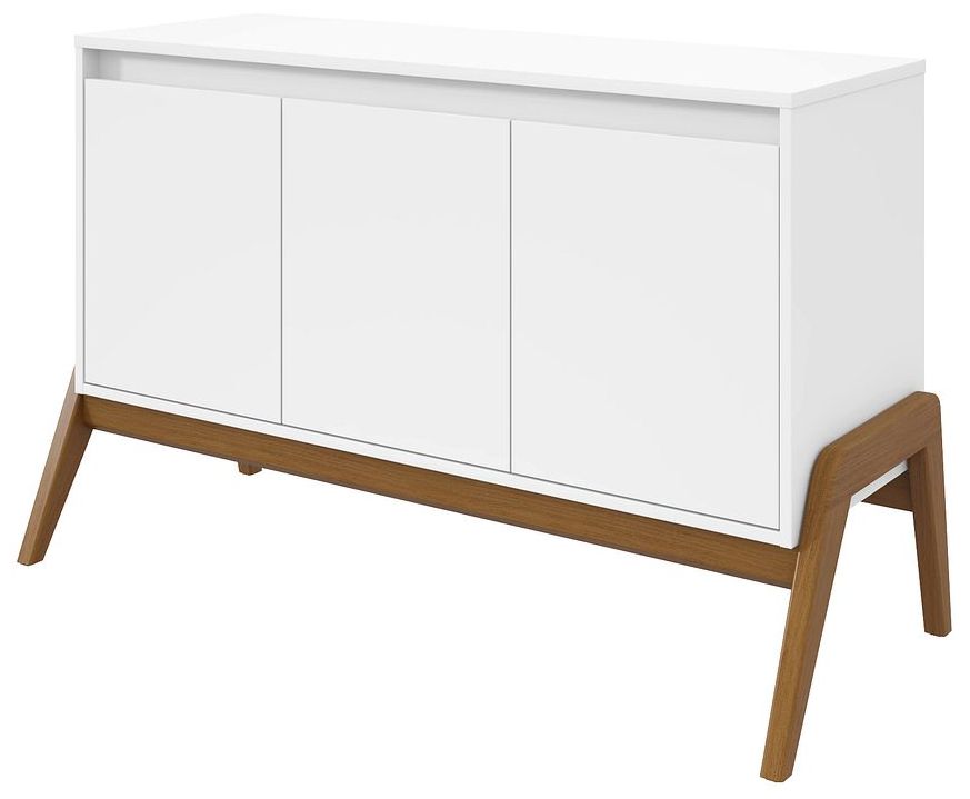 Mid-Century Modern Gales 48.50 Sideboard with Solid Wood Legs in White