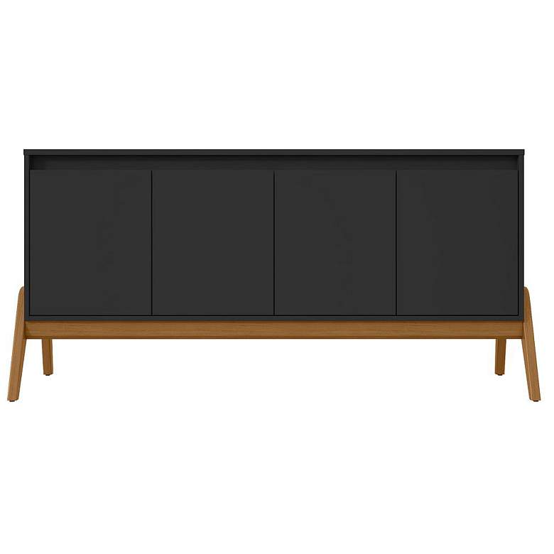 Image 1 Mid-Century Modern Gales 63.32 Sideboard with Solid Wood Legs in Black
