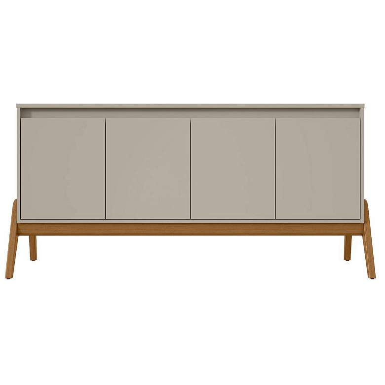 Image 1 Mid-Century Modern Gales 63.32 Sideboard with Solid Wood Legs in Greige