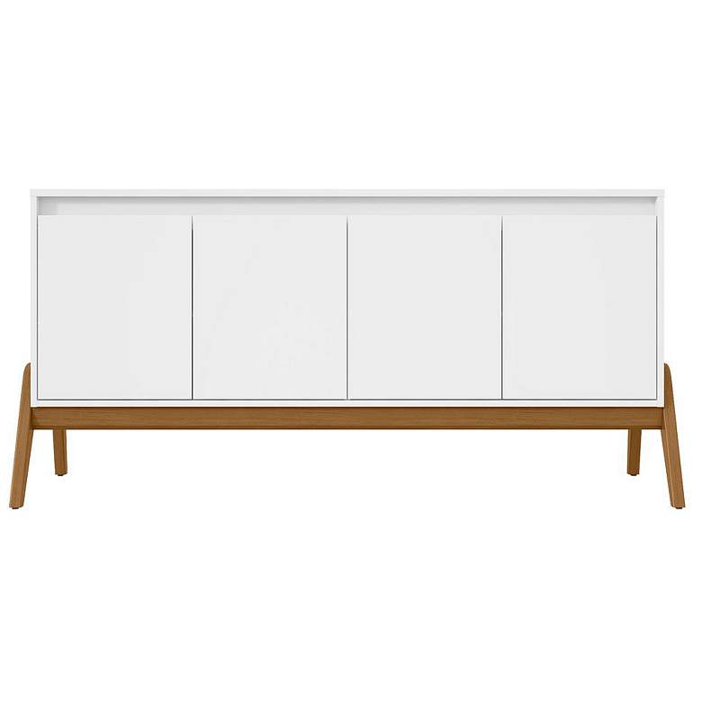 Image 1 Mid-Century Modern Gales 63.32 Sideboard with Solid Wood Legs in White