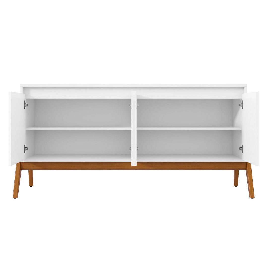 Image 5 Mid-Century Modern Gales 63.32 Sideboard with Solid Wood Legs in White more views