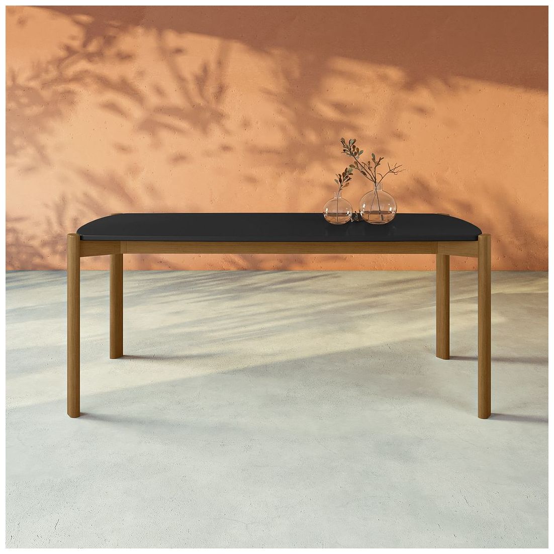 Image 2 Mid Century Modern Gales 70.87 Dining Table Solid Wood Legs in Matte Black more views