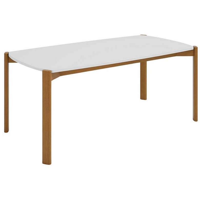 Image 1 Mid Century- Modern Gales 70.87 Dining Table Solid Wood Legs in Matte White
