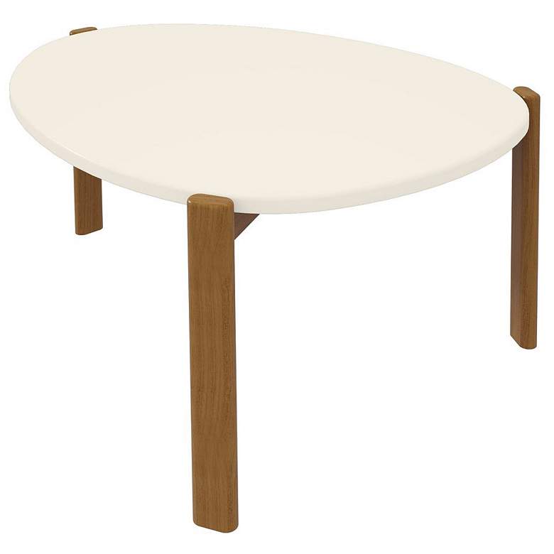 Image 1 Mid Century- Modern Gales Coffee Table with Solid Wood Legs in Greige