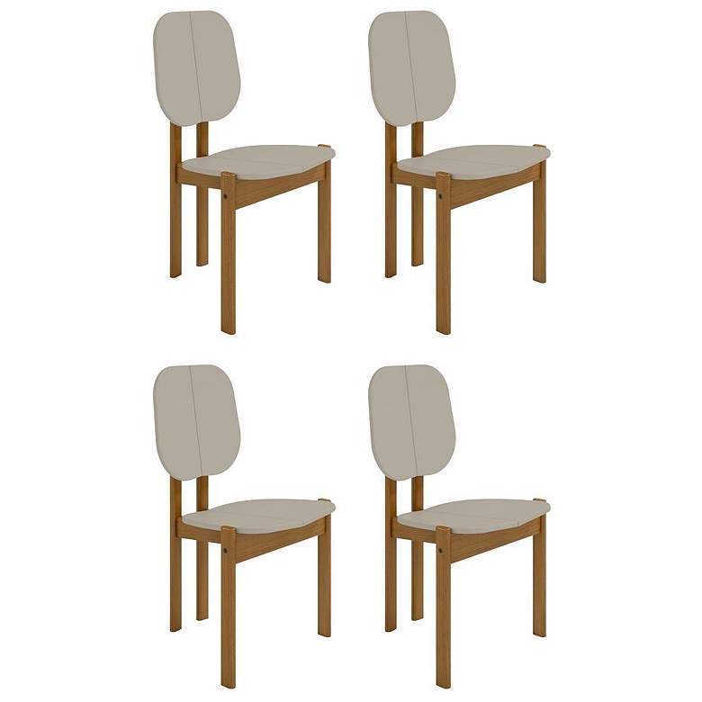 Image 1 Mid-Century Modern Gales Dining Chair with Wood Legs in Greige - Set of 4
