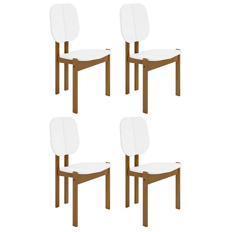 Image 1 Mid-Century Modern Gales Dining Chair with Wood Legs in White - Set of 4