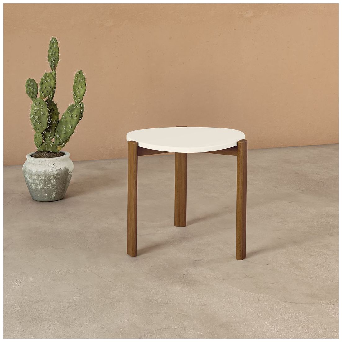 Image 2 Mid Century- Modern Gales End Table with Solid Wood Legs in Greige more views