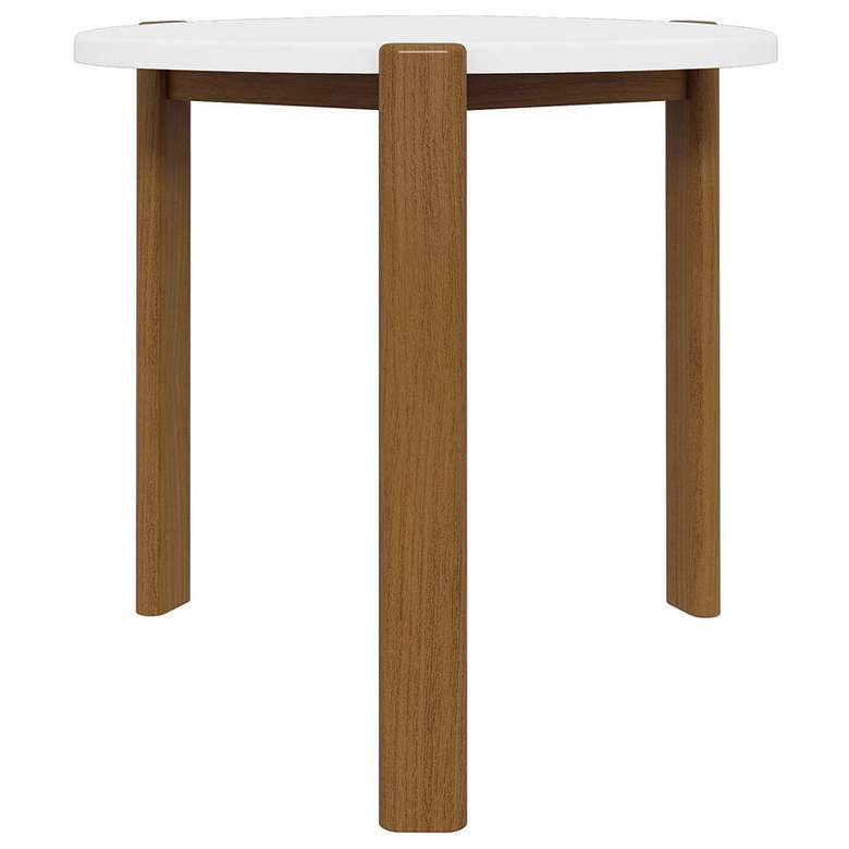 Image 1 Mid Century- Modern Gales End Table with Solid Wood Legs in Matte White