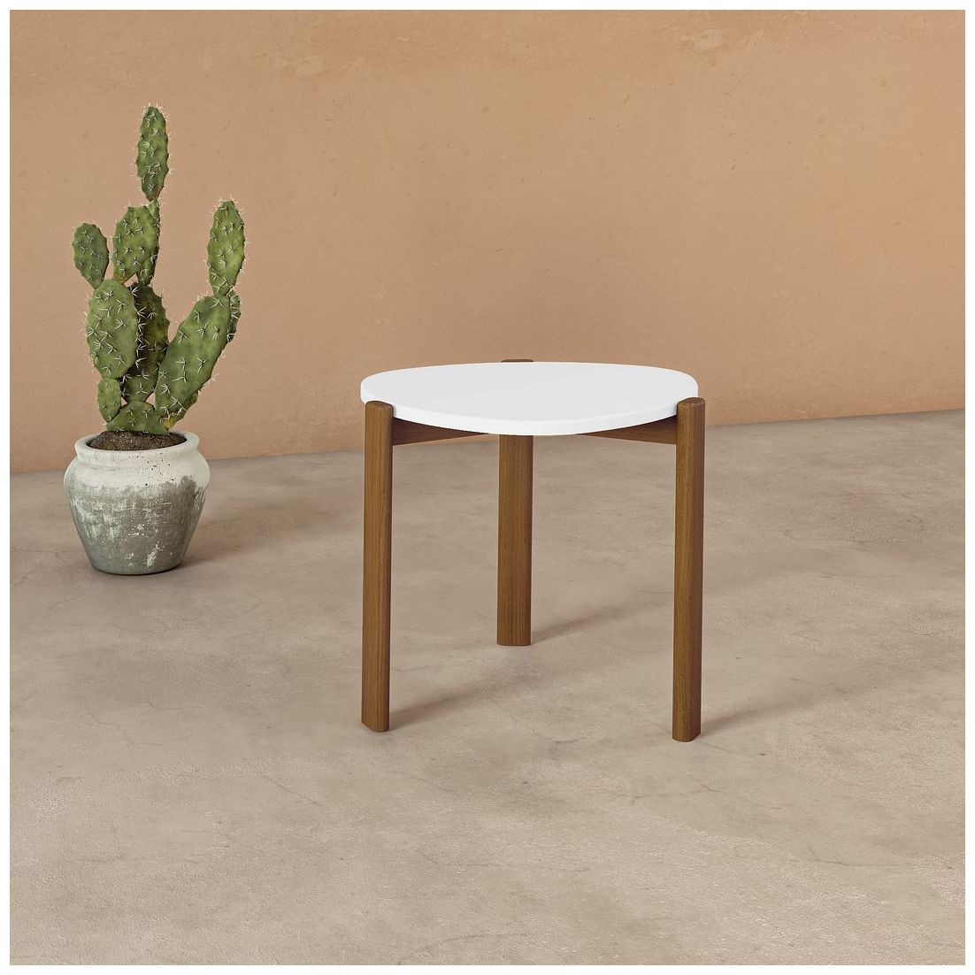 Image 2 Mid Century- Modern Gales End Table with Solid Wood Legs in Matte White more views