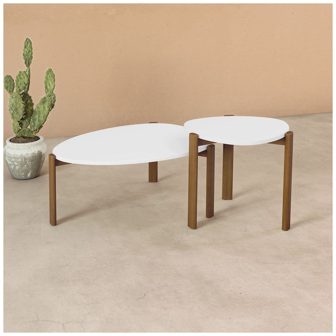 Image 7 Mid Century- Modern Gales End Table with Solid Wood Legs in Matte White more views