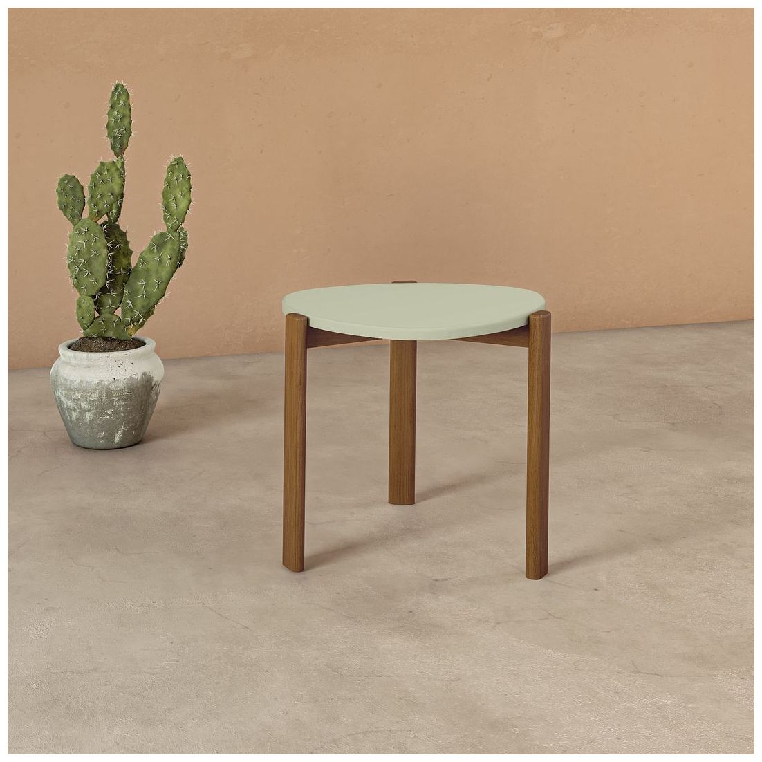 Image 2 Mid Century- Modern Gales End Table with Solid Wood Legs in Pistachio Green more views