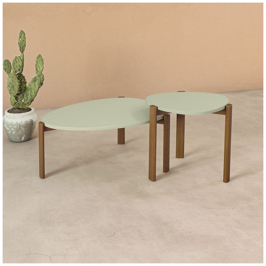 Image 7 Mid Century- Modern Gales End Table with Solid Wood Legs in Pistachio Green more views