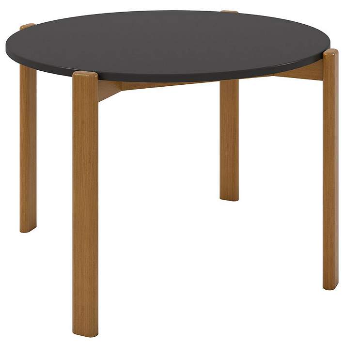 Manhattan Comfort Mid-Century Modern Gales Round 46.54 Dining Table with Solid Wood Legs in Greige Manhattan Comfort Mid-Century Modern Gales Round 46.54 Dining Table with Solid Wood Legs in Greige