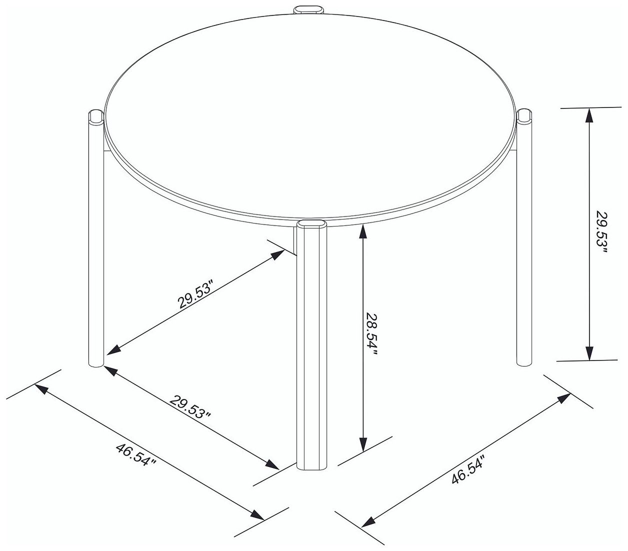 Image 3 Mid Century Modern Gales Round 46.54 Dining Table Solid Wood Legs Black more views