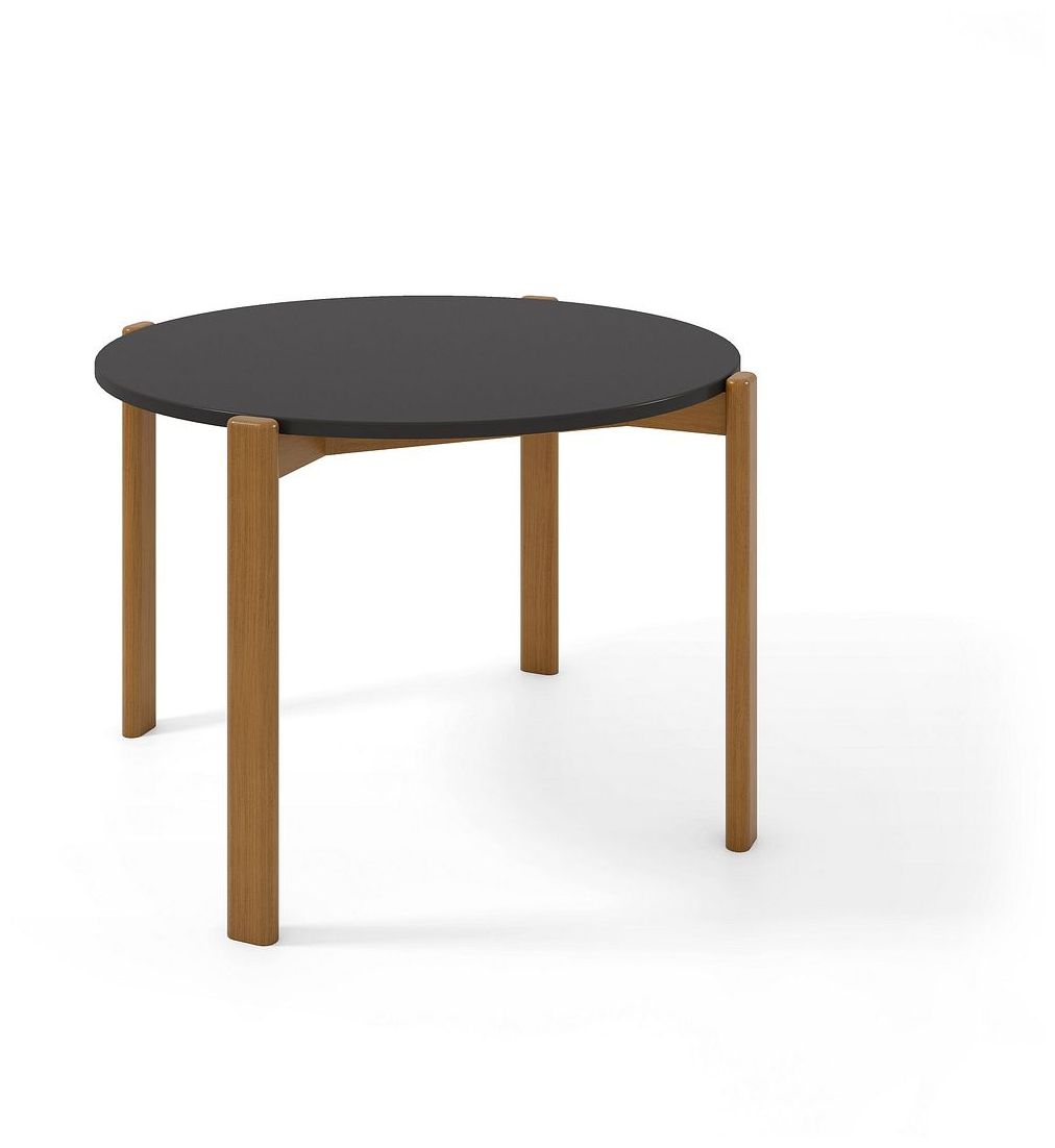Image 5 Mid Century Modern Gales Round 46.54 Dining Table Solid Wood Legs Black more views