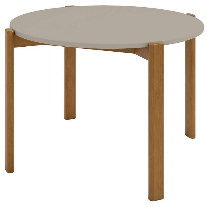 Manhattan Comfort Mid-Century Modern Gales Round 46.54 Dining Table with Solid Wood Legs in Greige Manhattan Comfort Mid-Century Modern Gales Round 46.54 Dining Table with Solid Wood Legs in Greige