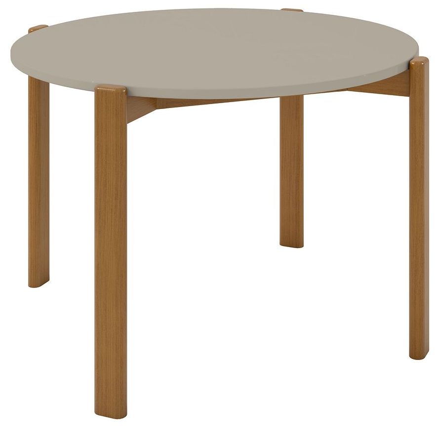 Image 7 Mid Century- Modern Gales Round 46.54 Dining Table Solid Wood Legs Greige more views